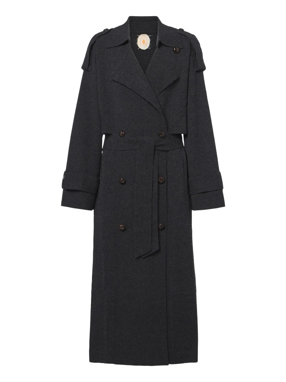 Belted double-breasted wool and cashmere coat