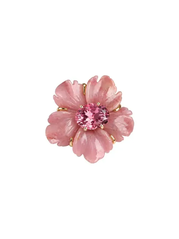 2.04ct Onyx Tourmaline 14K Gold Flower Pendant