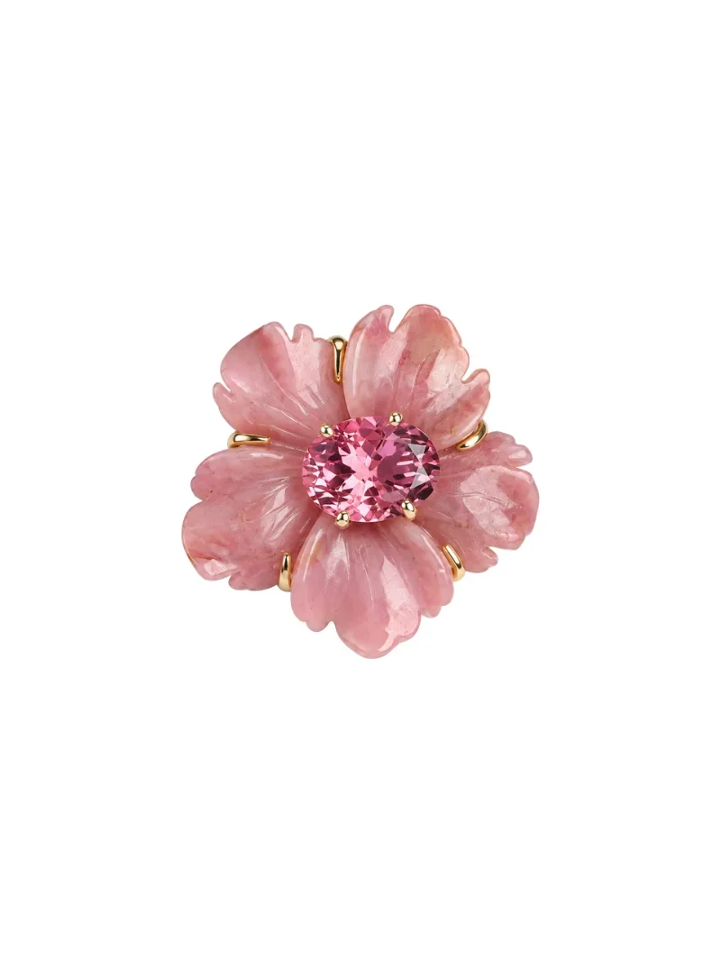 Wish Fine Jewelry 2.04ct Onyx Tourmaline 14K Gold Flower Pendant
