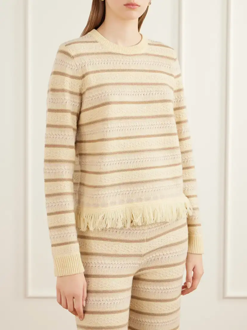 Guest In Residence Western Fringe-detail Striped Wool And Cashmere-blend Sweater | Thumbnail 3 Guest In Residence Western Fringe-detail Striped Wool And Cashmere-blend Sweater | Thumbnail 3