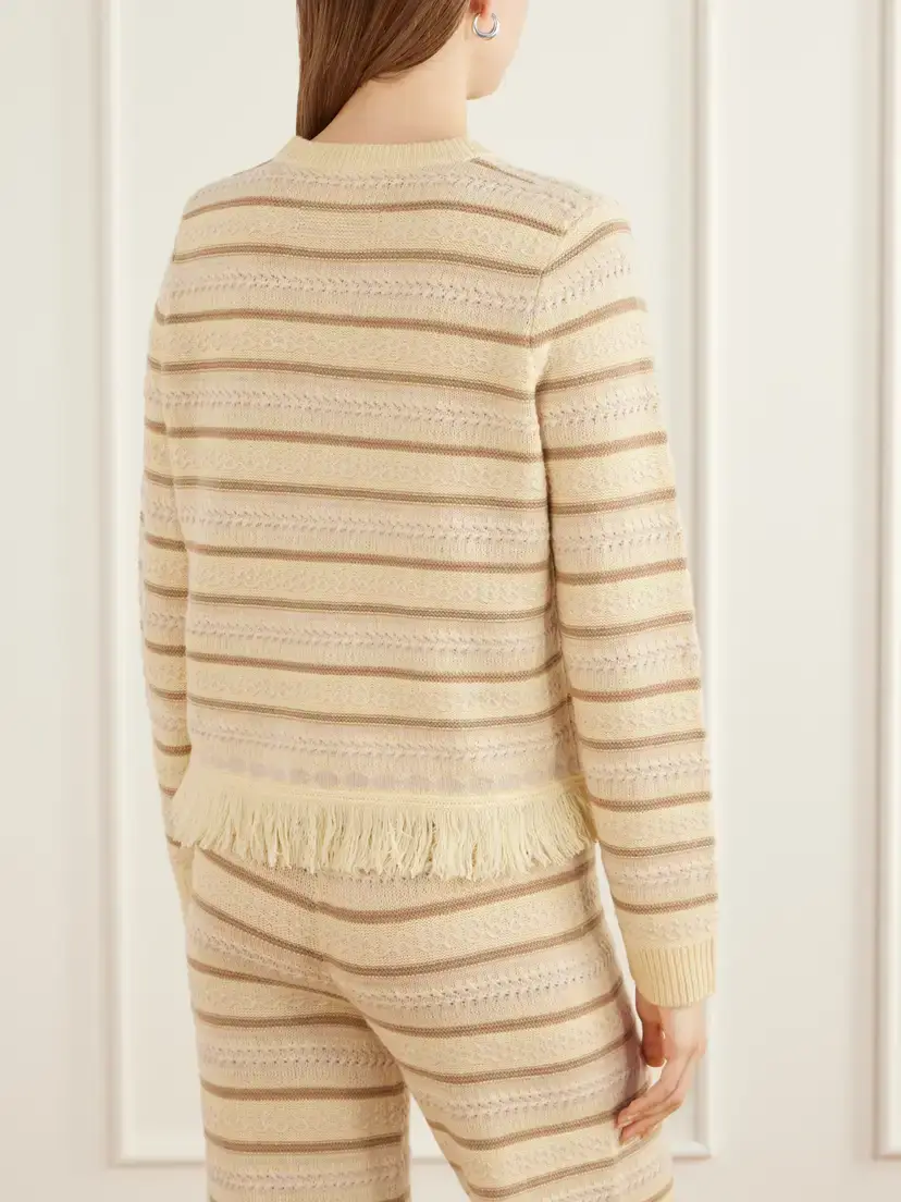 Guest In Residence Western Fringe-detail Striped Wool And Cashmere-blend Sweater | Thumbnail 4 Guest In Residence Western Fringe-detail Striped Wool And Cashmere-blend Sweater | Thumbnail 4