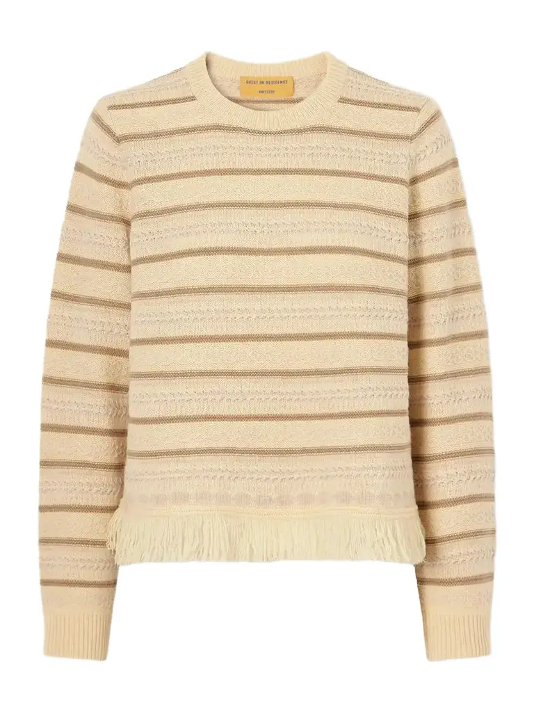 Guest In Residence Western Fringe-detail Striped Wool And Cashmere-blend Sweater