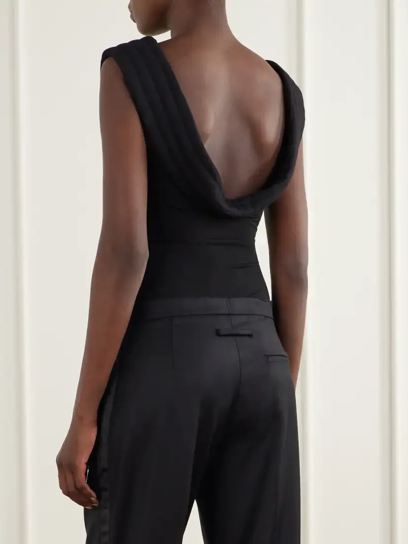 Jean Paul Gaultier Wool-trimmed Stretch-crepe Jersey Bodysuit | Thumbnail 3