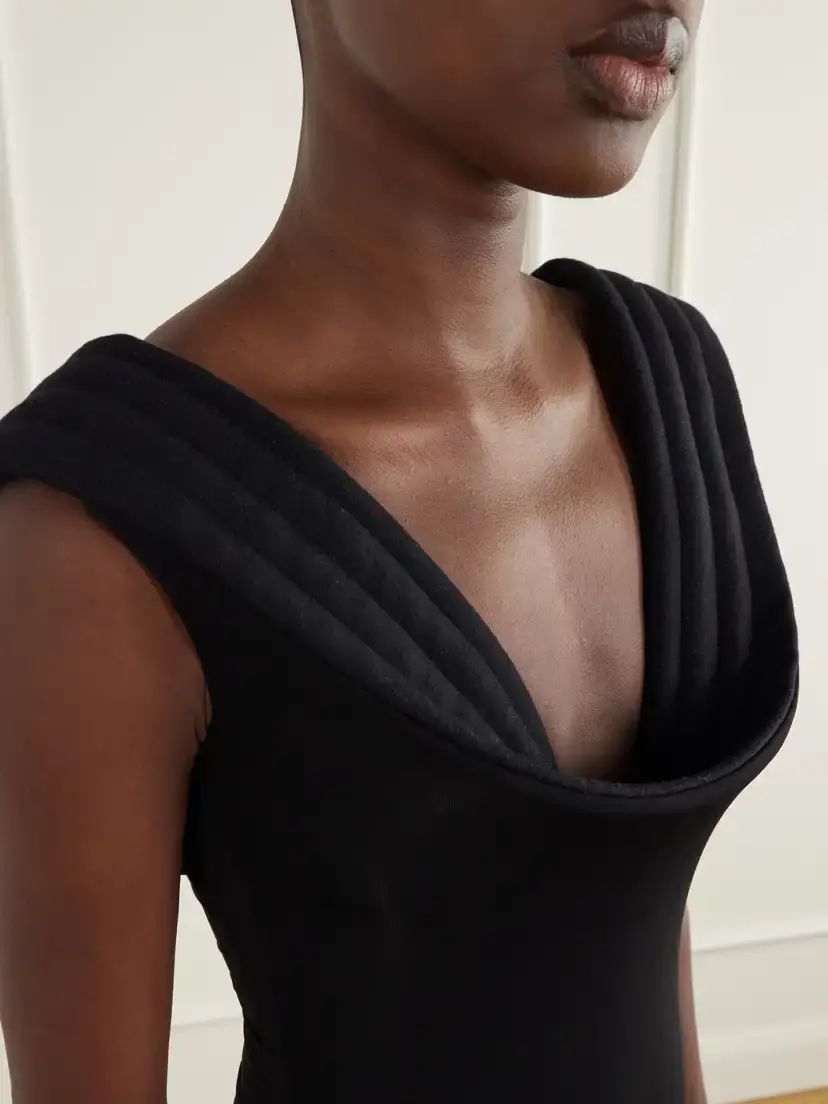Jean Paul Gaultier Wool-trimmed Stretch-crepe Jersey Bodysuit | Thumbnail 4