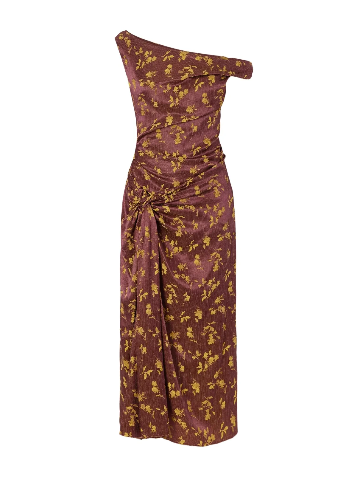 Floral-jacquard Knot-detail Satin Midi Dress
