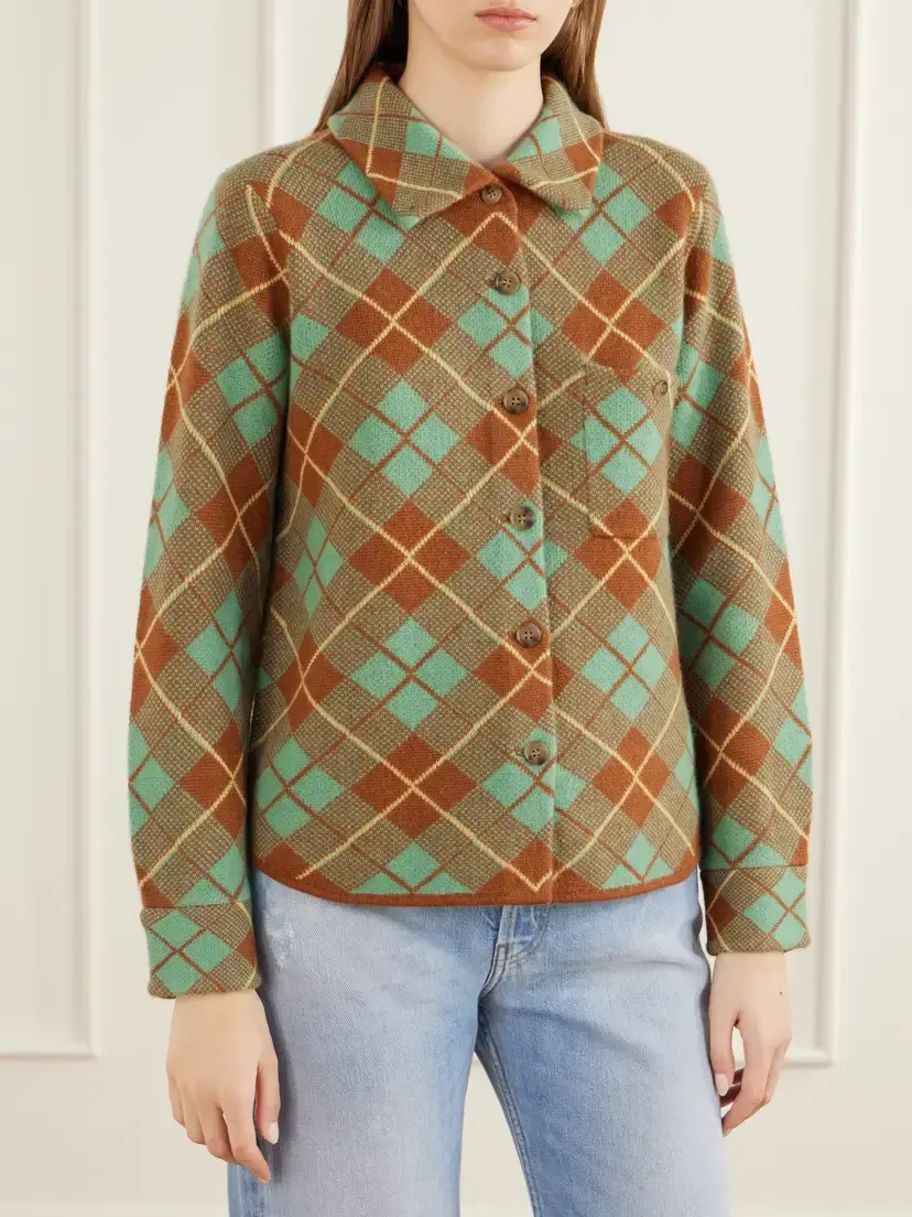 Guest In Residence Dylan Checked Cashmere Cardigan | Thumbnail 3 Guest In Residence Dylan Checked Cashmere Cardigan | Thumbnail 3