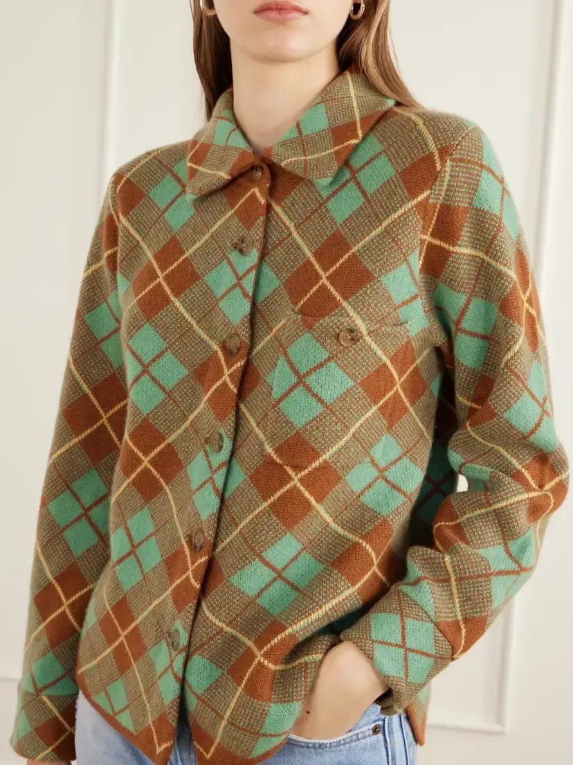 Guest In Residence Dylan Checked Cashmere Cardigan | Thumbnail 5 Guest In Residence Dylan Checked Cashmere Cardigan | Thumbnail 5