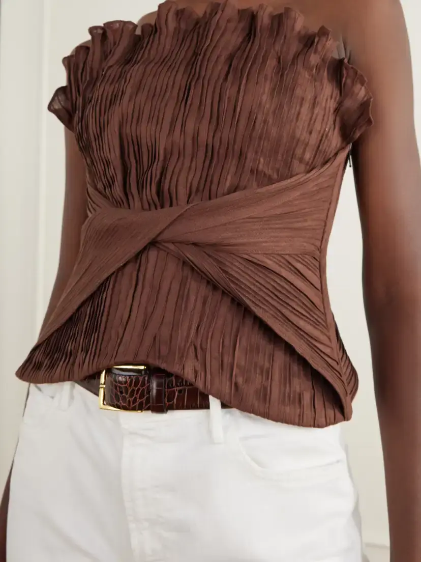 ANDRES OTALORA De Los Astros Pleated Twisted Linen Bustier Top | Thumbnail 3 ANDRES OTALORA De Los Astros Pleated Twisted Linen Bustier Top | Thumbnail 3