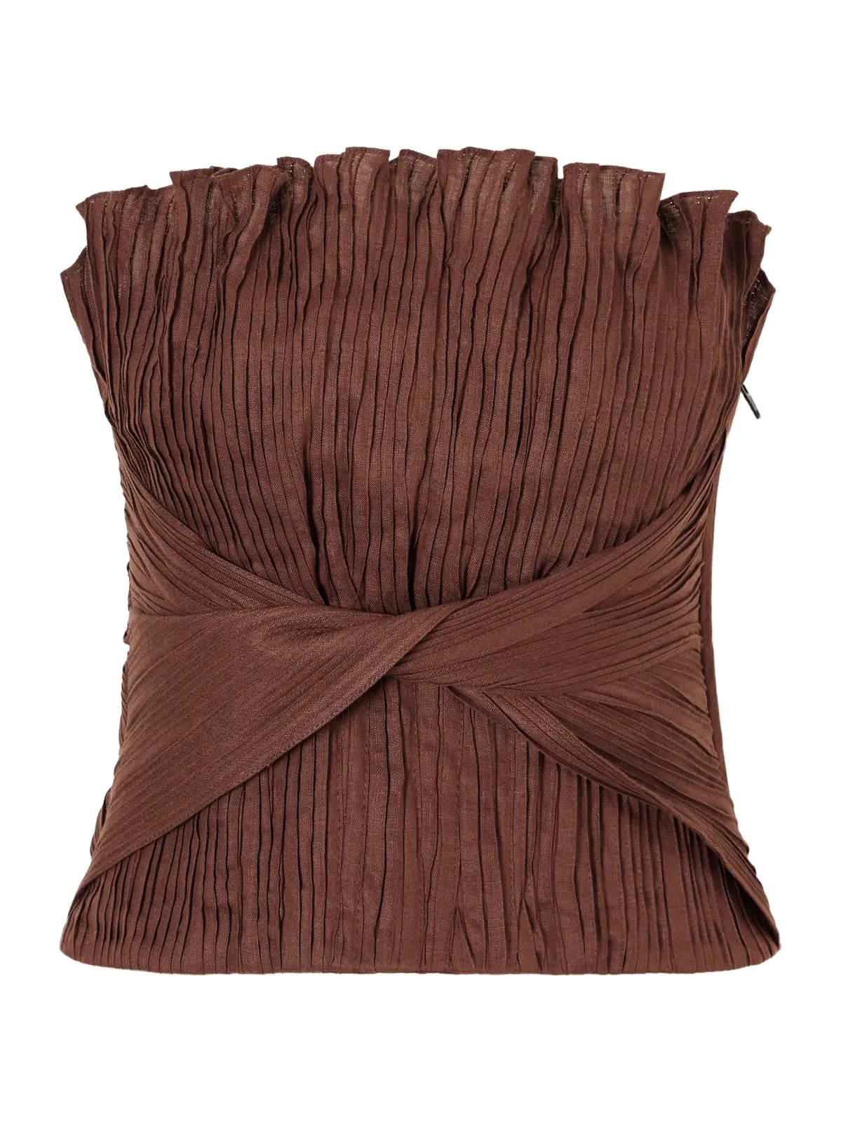 De Los Astros Pleated Twisted Linen Bustier Top De Los Astros Pleated Twisted Linen Bustier Top