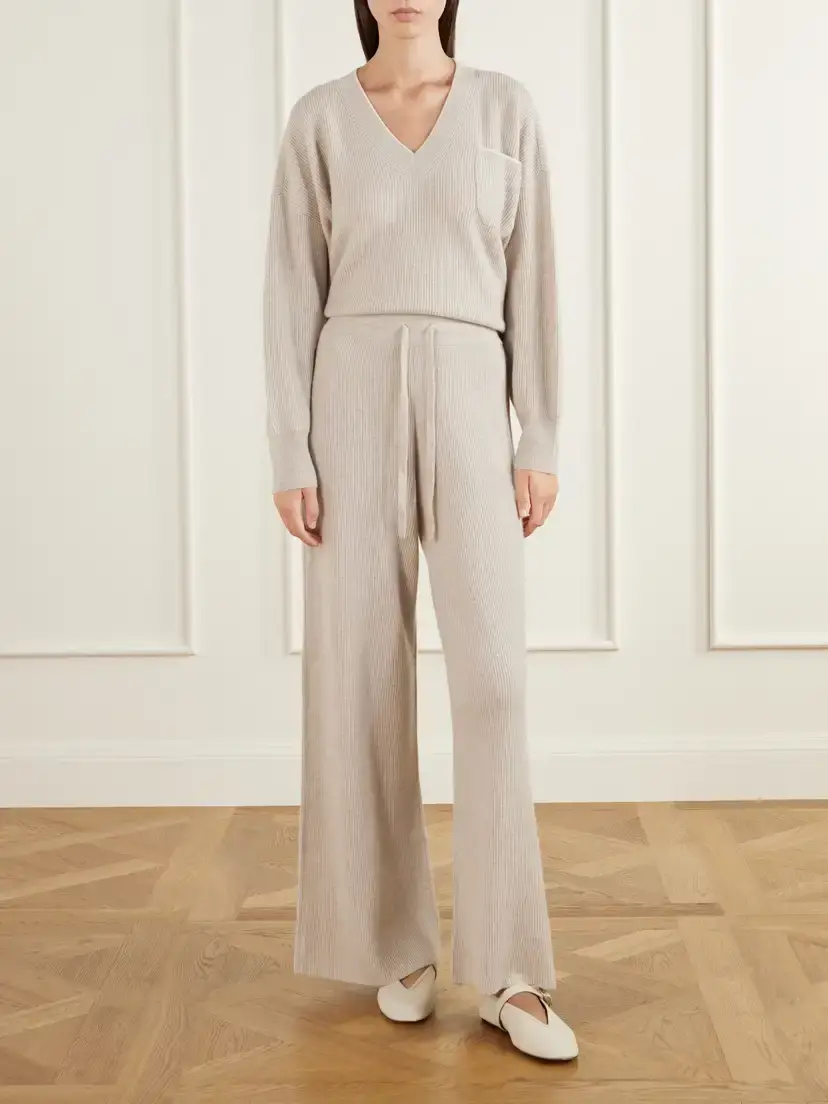Arch4 Partridges Ribbed Cashmere Sweater And Pants Set - Neutrals | Thumbnail 2 Arch4 Partridges Ribbed Cashmere Sweater And Pants Set - Neutrals | Thumbnail 2