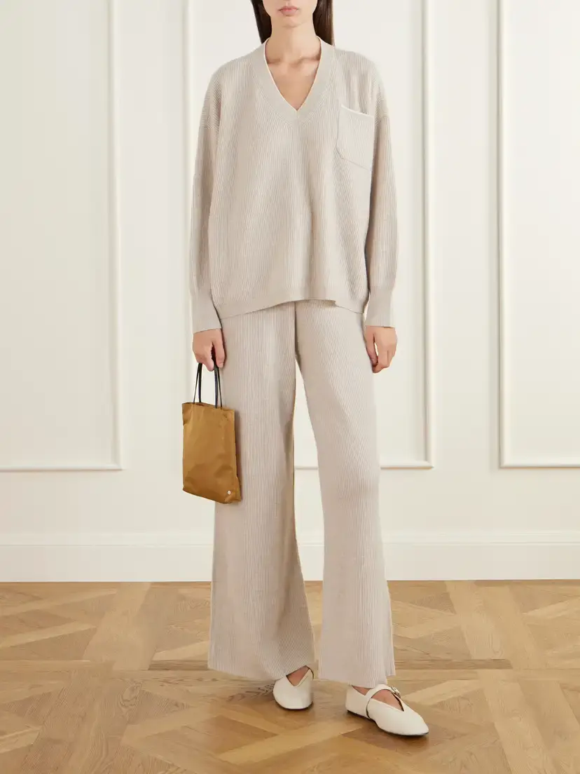 Arch4 Partridges Ribbed Cashmere Sweater And Pants Set - Neutrals | Thumbnail 3 Arch4 Partridges Ribbed Cashmere Sweater And Pants Set - Neutrals | Thumbnail 3
