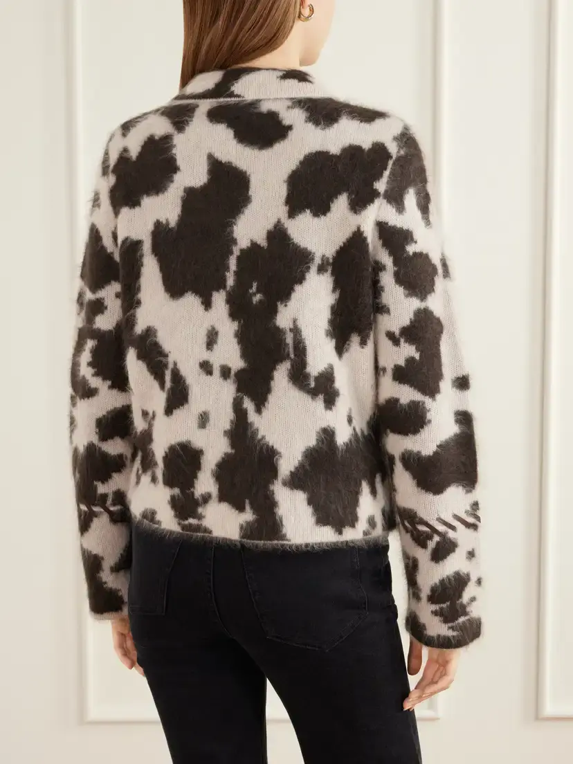 Guest In Residence Grizzly Cowhide Leather-trimmed Brushed Cashmere Jacket | Thumbnail 4 Guest In Residence Grizzly Cowhide Leather-trimmed Brushed Cashmere Jacket | Thumbnail 4