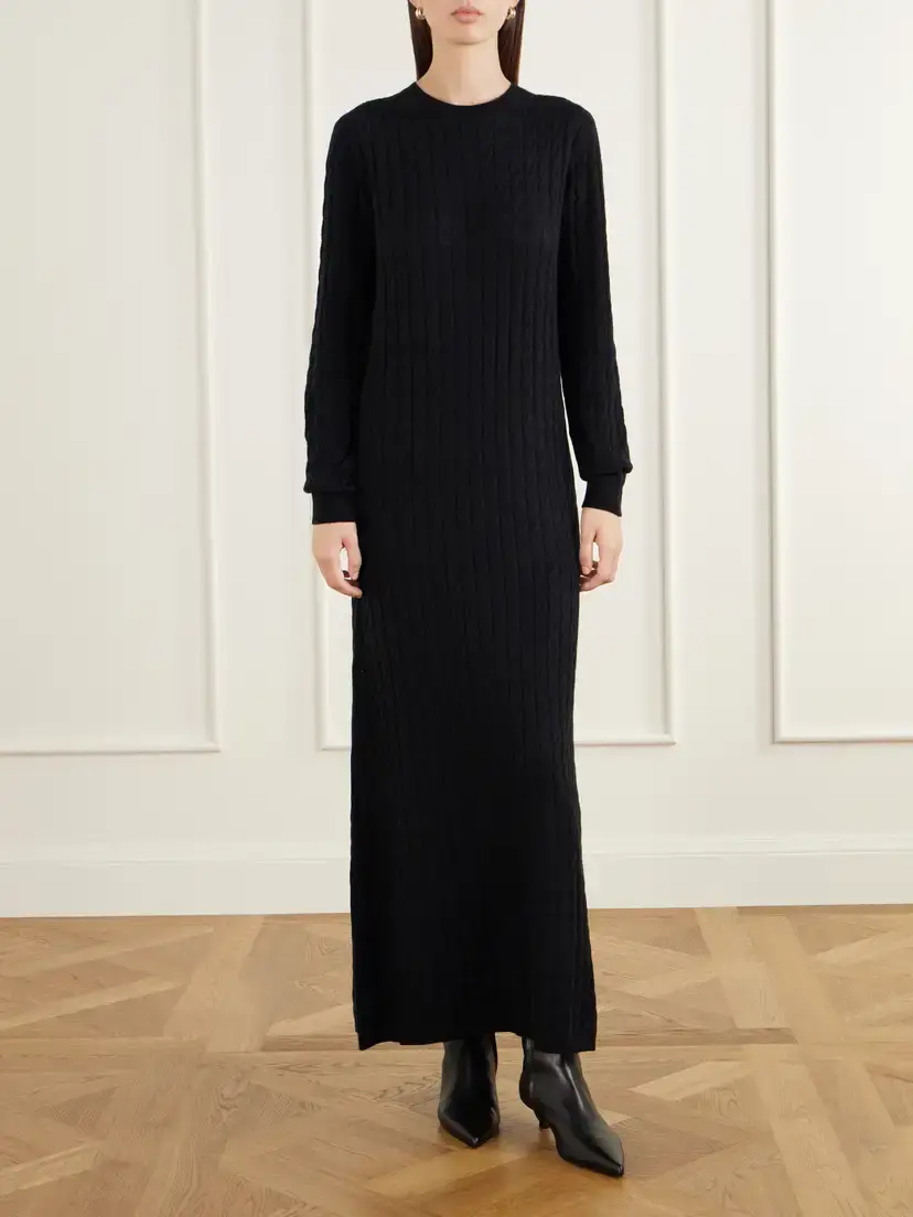 Arch4 Delfino Cable-knit Cashmere And Silk-blend Maxi Dress | Thumbnail 3