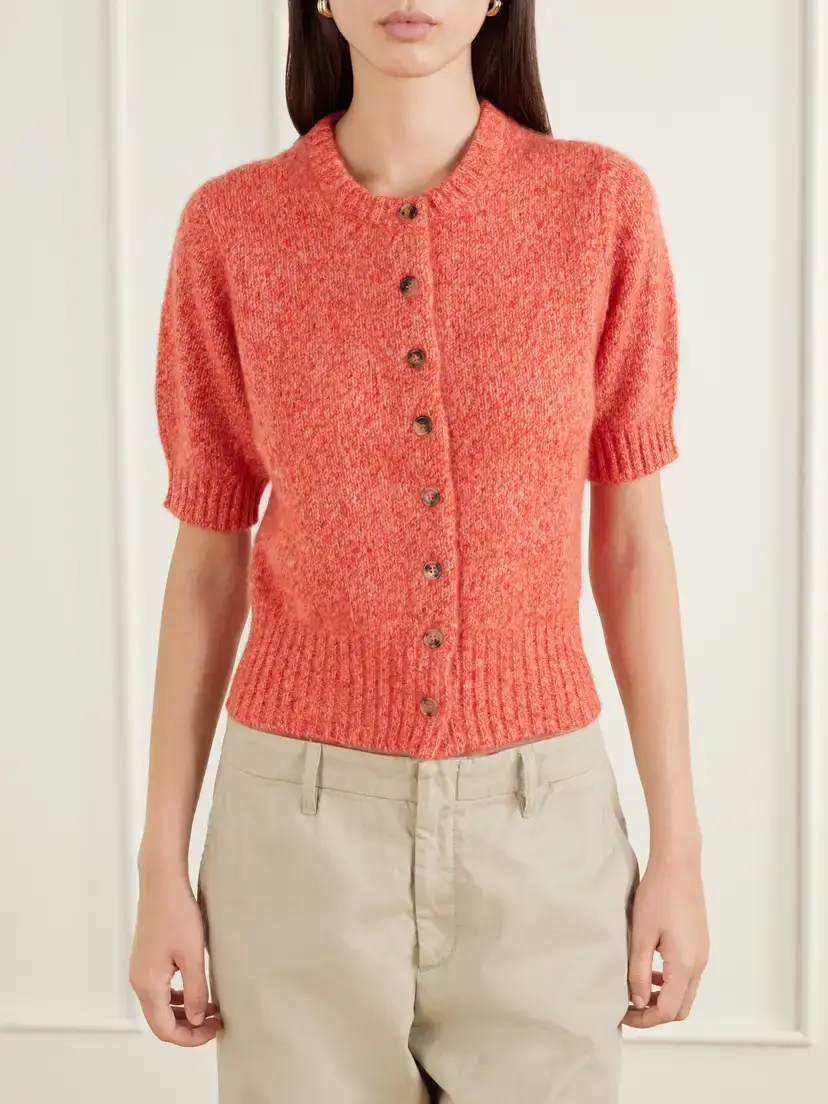 Arch4 Rome Cropped Organic Cashmere And Silk-blend Cardigan - Orange | Thumbnail 3 Arch4 Rome Cropped Organic Cashmere And Silk-blend Cardigan - Orange | Thumbnail 3