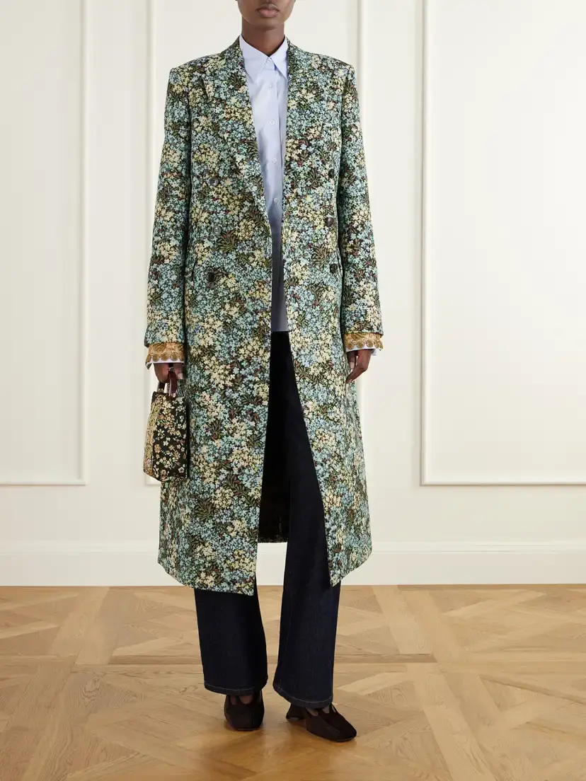 Dries Van Noten Double-breasted Floral-jacquard Coat | Thumbnail 2 Dries Van Noten Double-breasted Floral-jacquard Coat | Thumbnail 2