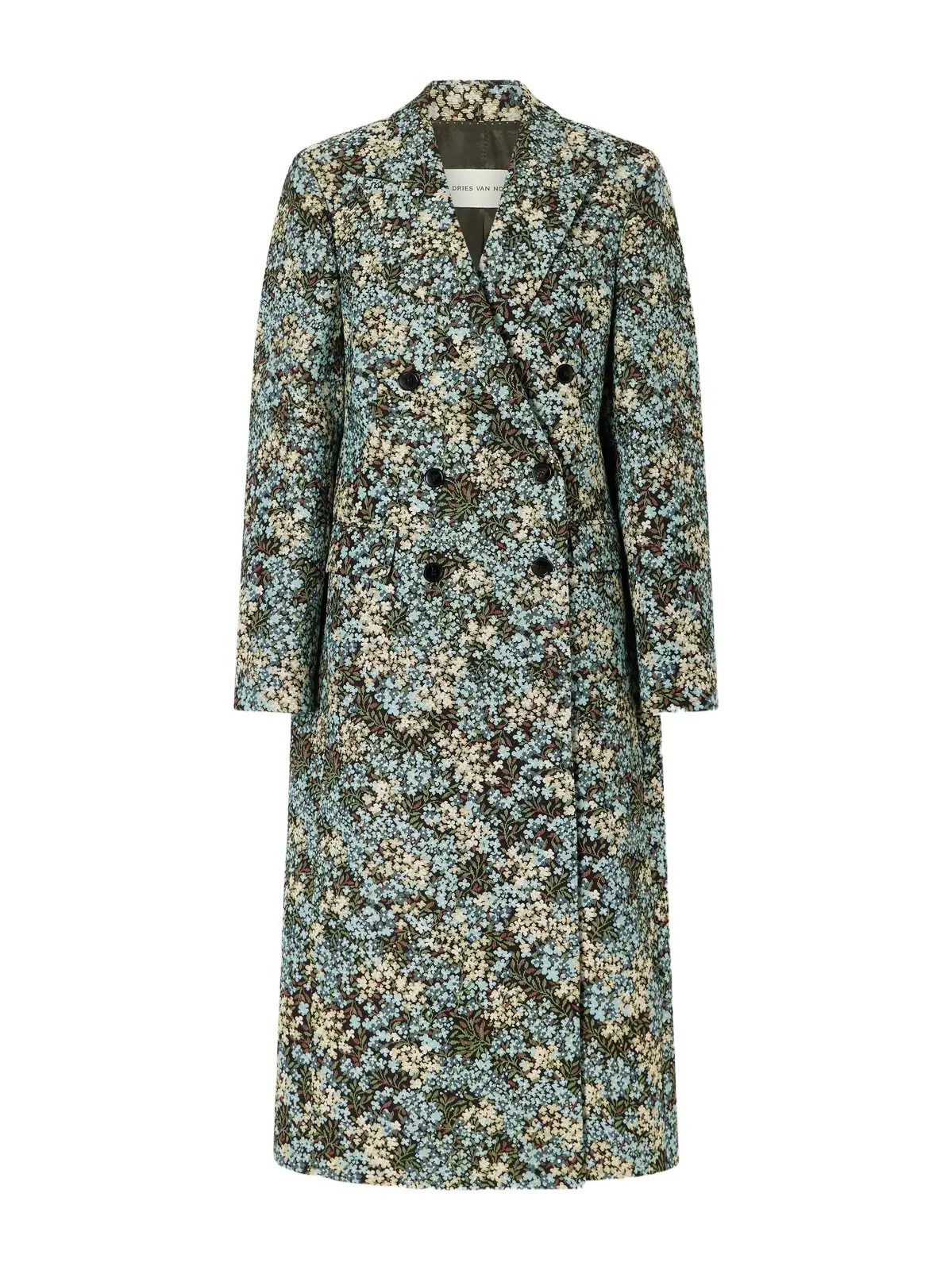 Dries Van Noten Double-breasted Floral-jacquard Coat