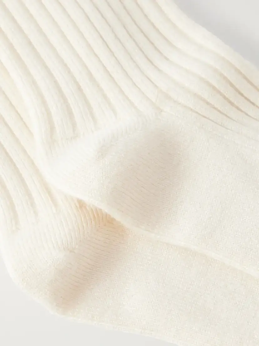 Olivia von Halle Spencer Ribbed Silk And Cashmere-blend Socks - Neutrals | Thumbnail 2 Olivia von Halle Spencer Ribbed Silk And Cashmere-blend Socks - Neutrals | Thumbnail 2