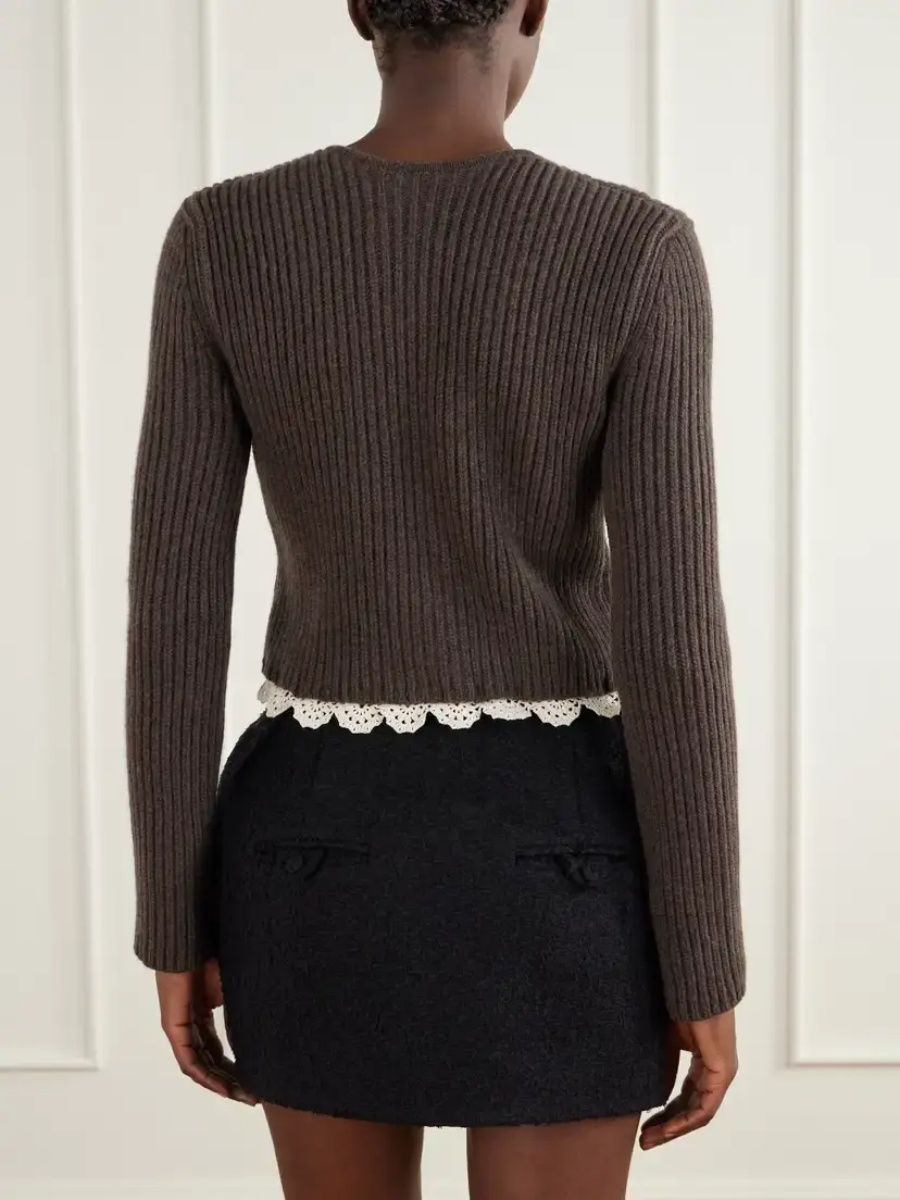 Magda Butrym Crochet-trimmed Ribbed Cashmere Cardigan | Thumbnail 3 Magda Butrym Crochet-trimmed Ribbed Cashmere Cardigan | Thumbnail 3