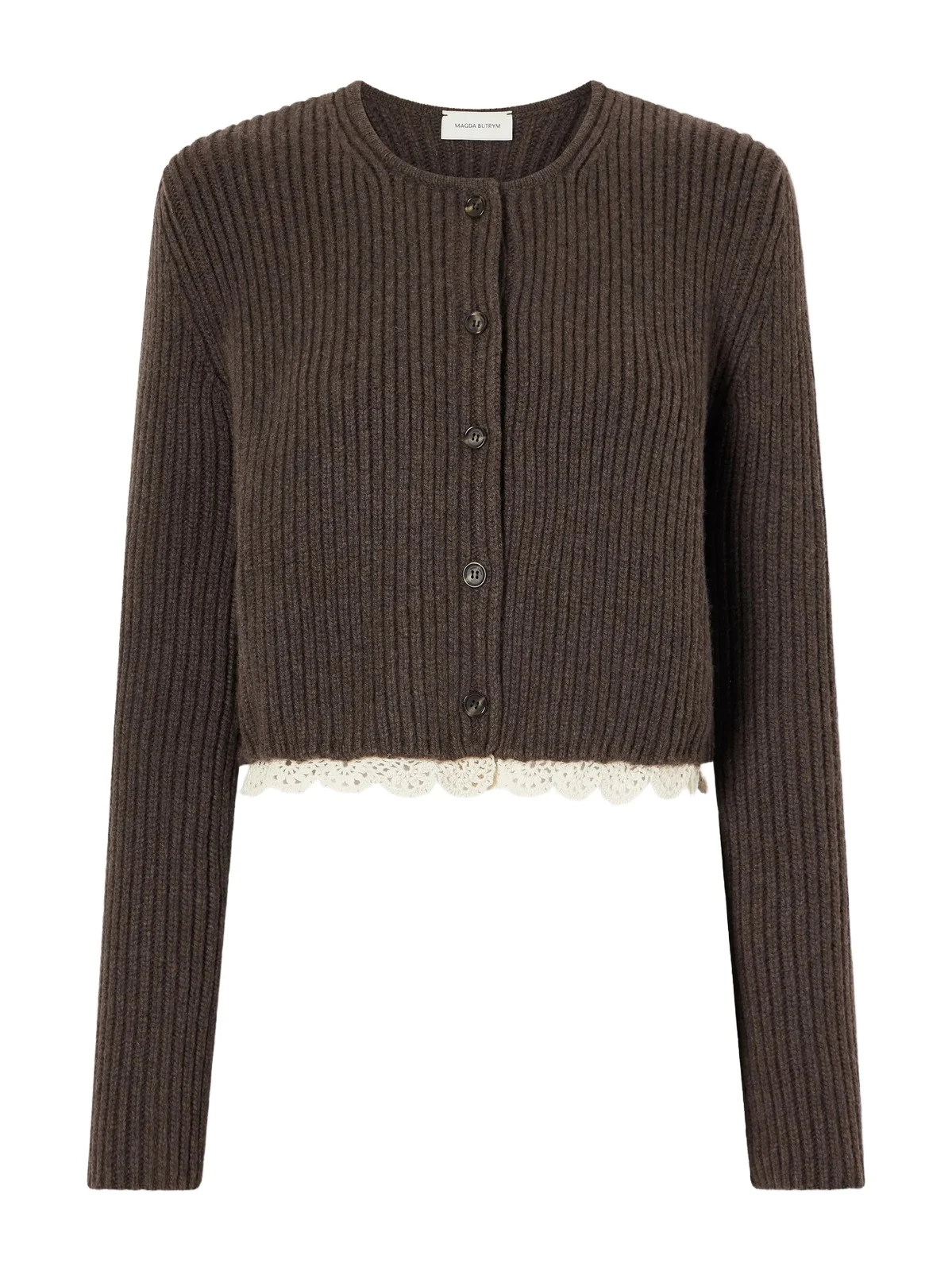 Magda Butrym Crochet-knit Trimmed Ribbed Cashmere Cardigan
