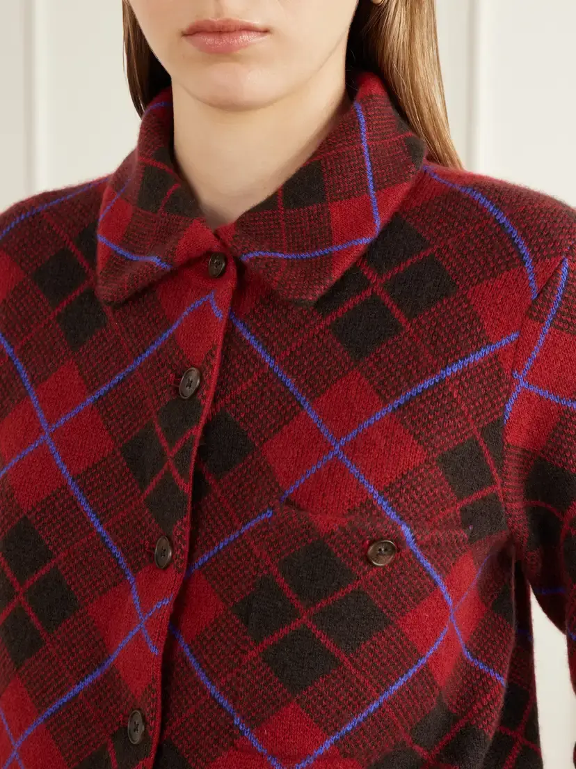 Guest In Residence Dylan Checked Cashmere Cardigan | Thumbnail 5 Guest In Residence Dylan Checked Cashmere Cardigan | Thumbnail 5