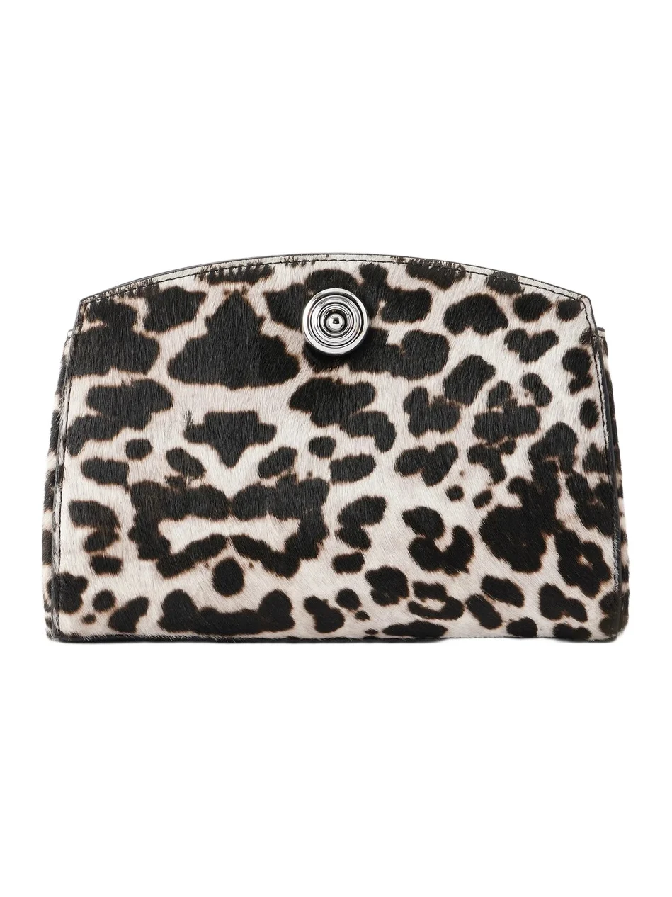 Liffner Pushlock Leopard-printed Calf-hair Clutch
