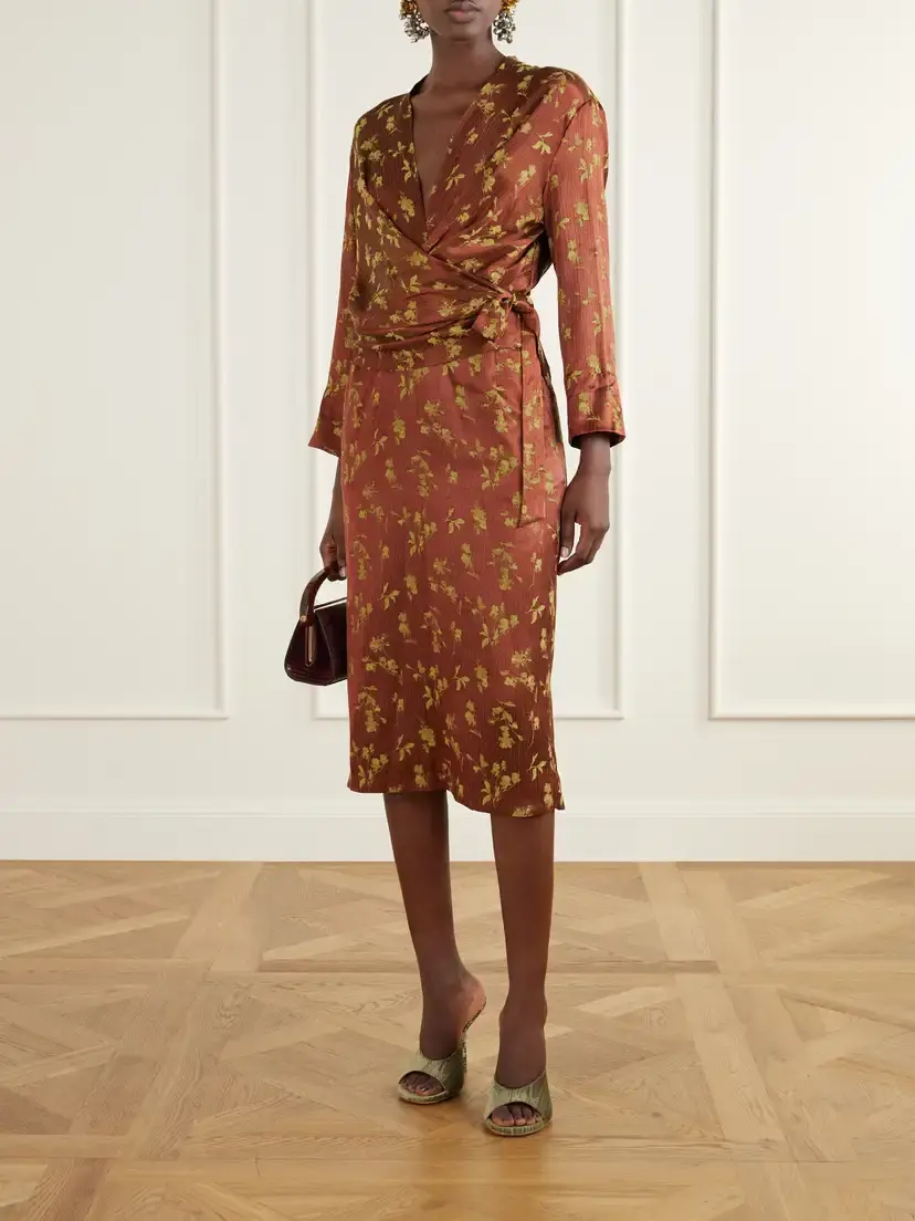 Dries Van Noten Floral-jacquard Satin Midi Dress | Thumbnail 2 Dries Van Noten Floral-jacquard Satin Midi Dress | Thumbnail 2