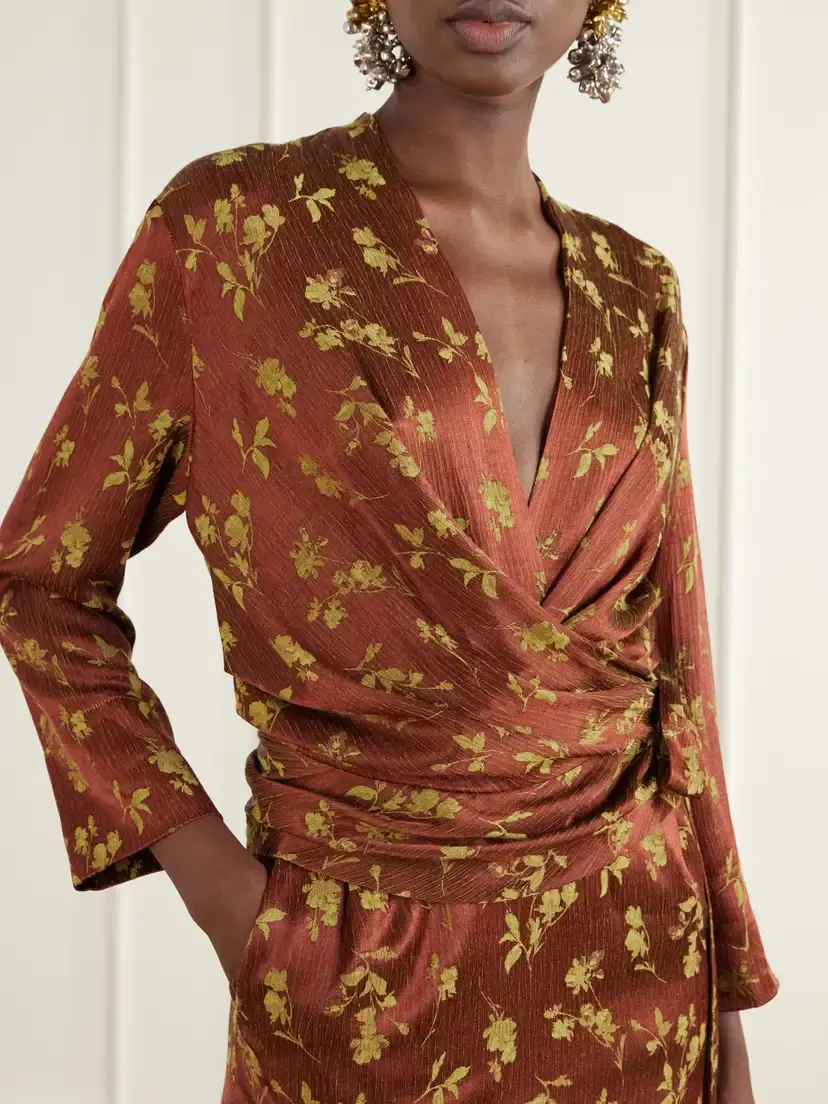 Dries Van Noten Floral-jacquard Satin Midi Dress | Thumbnail 4 Dries Van Noten Floral-jacquard Satin Midi Dress | Thumbnail 4