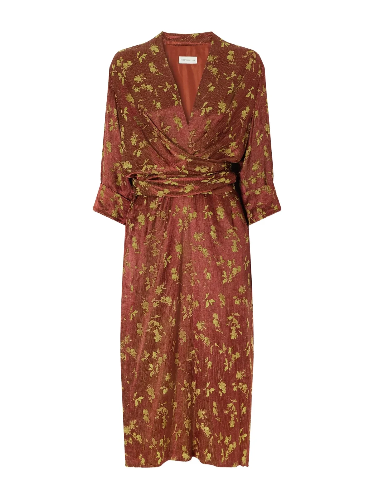 Floral-jacquard Satin Midi Dress