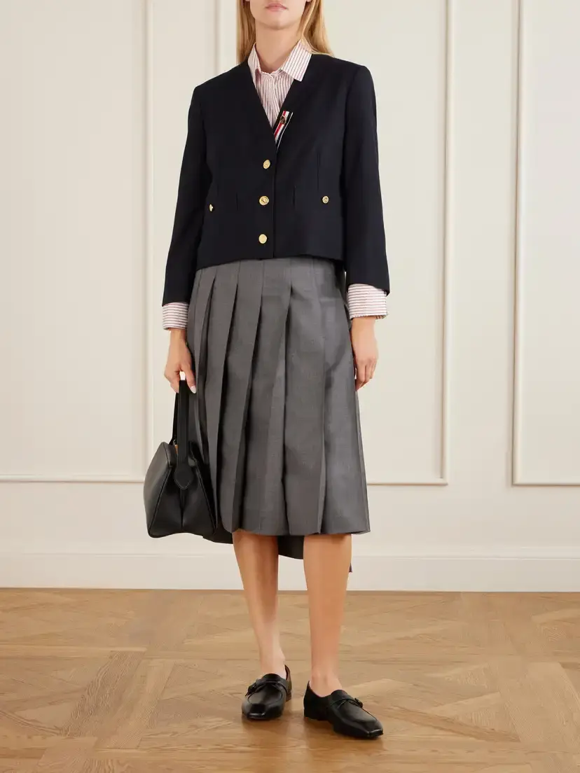 Thom Browne Cropped Virgin Wool-hopsack Jacket | Thumbnail 2 Thom Browne Cropped Virgin Wool-hopsack Jacket | Thumbnail 2