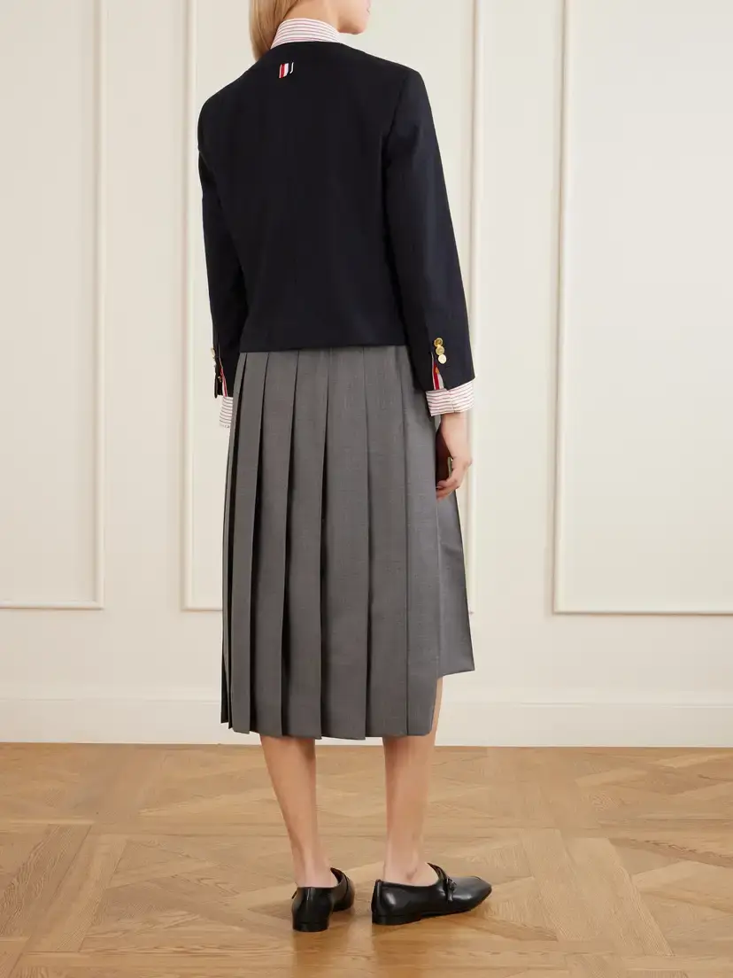 Thom Browne Cropped Virgin Wool-hopsack Jacket | Thumbnail 3 Thom Browne Cropped Virgin Wool-hopsack Jacket | Thumbnail 3