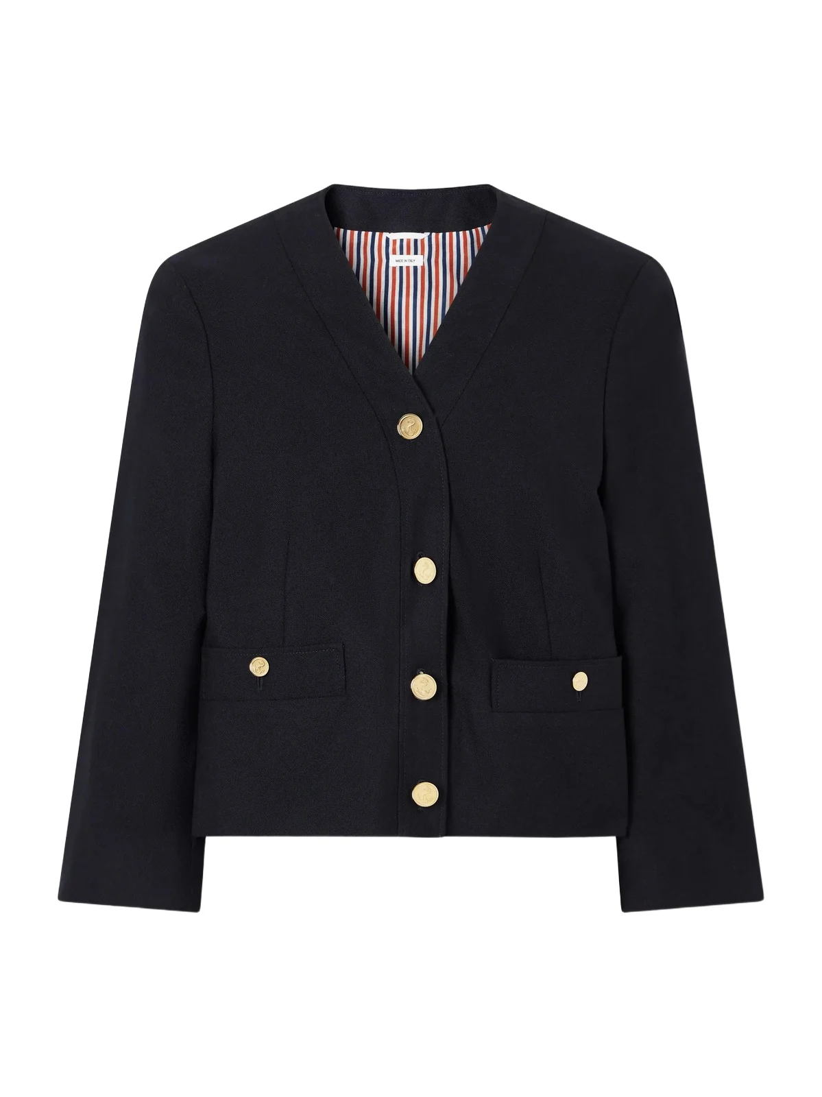 Thom Browne Cropped Virgin Wool-hopsack Jacket