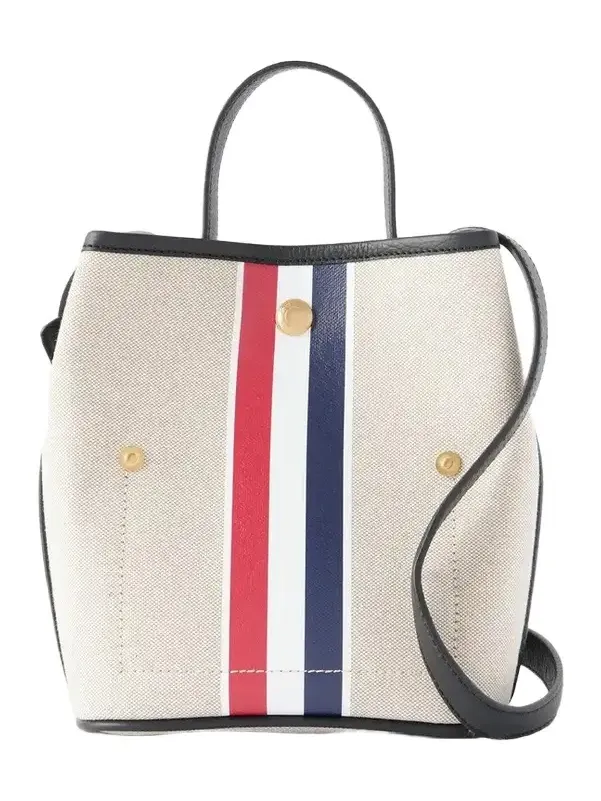 Thom Browne Striped Leather-trimmed Canvas Bucket Bag