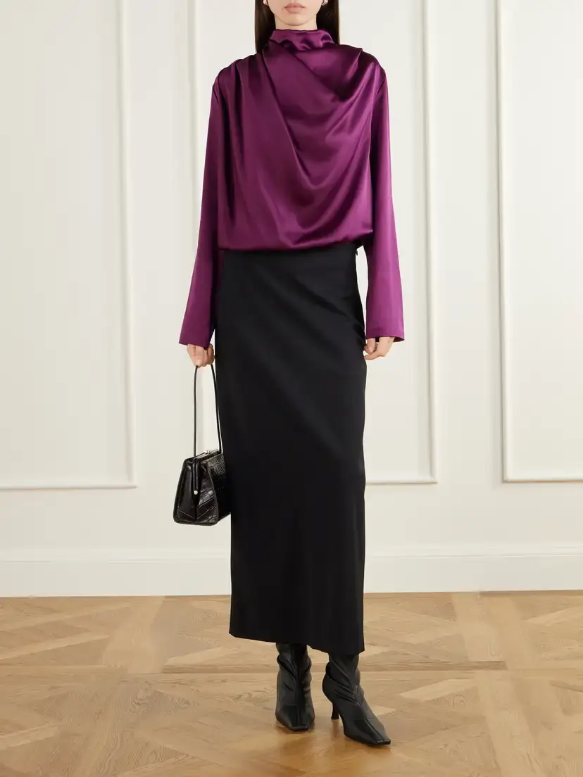 Heirlome Sybil Draped Silk-satin Blouse | Thumbnail 2