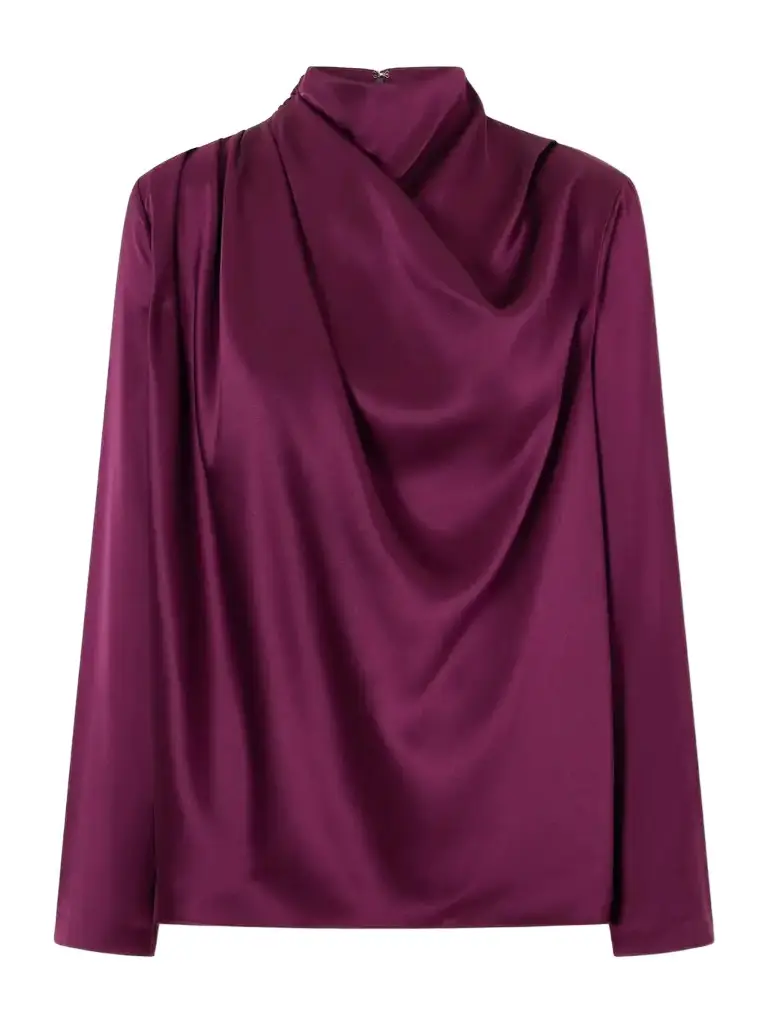 Heirlome Sybil Draped Silk-satin Blouse