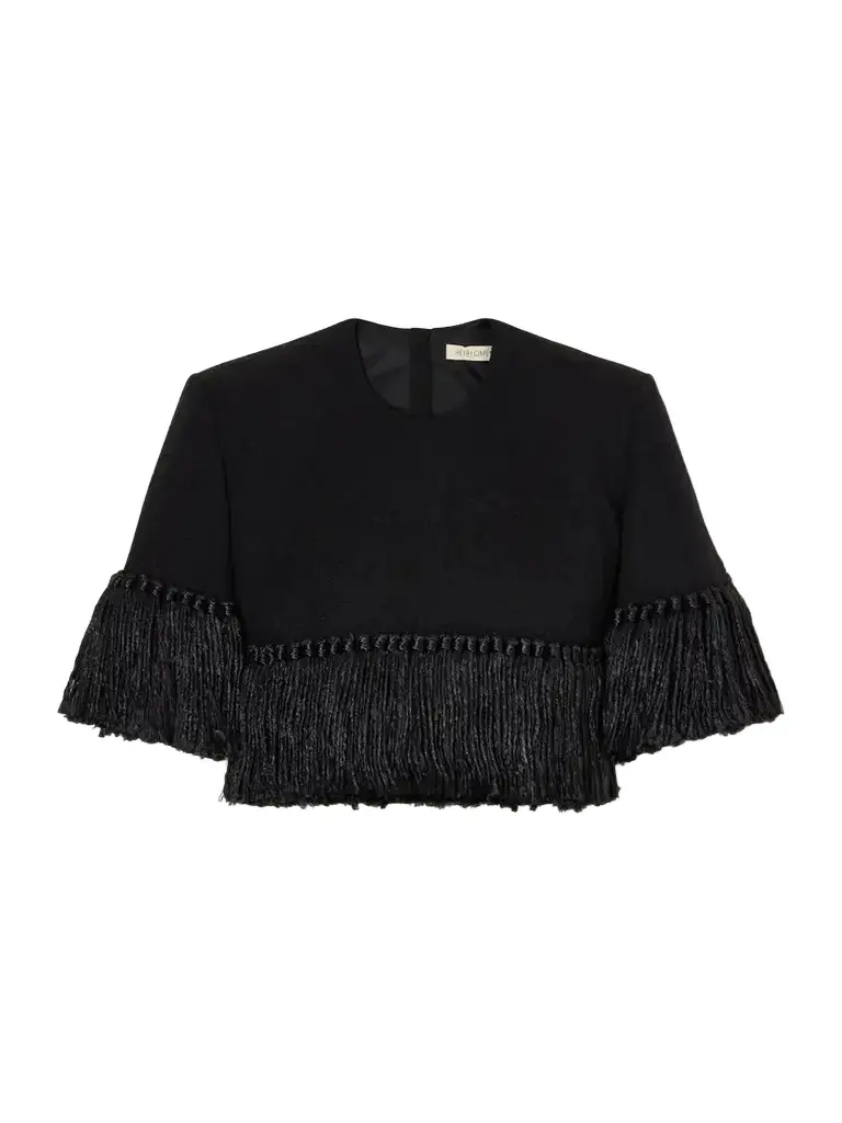 Heirlome Matilde Bouclé Fringed Wool-blend Blouse