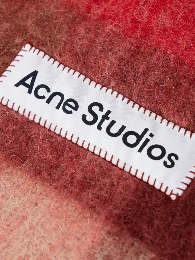 Acne Studios Fringed Checked Brushed Alpaca, Wool And Mohair-blend Scarf | Thumbnail 4 Acne Studios Fringed Checked Brushed Alpaca, Wool And Mohair-blend Scarf | Thumbnail 4