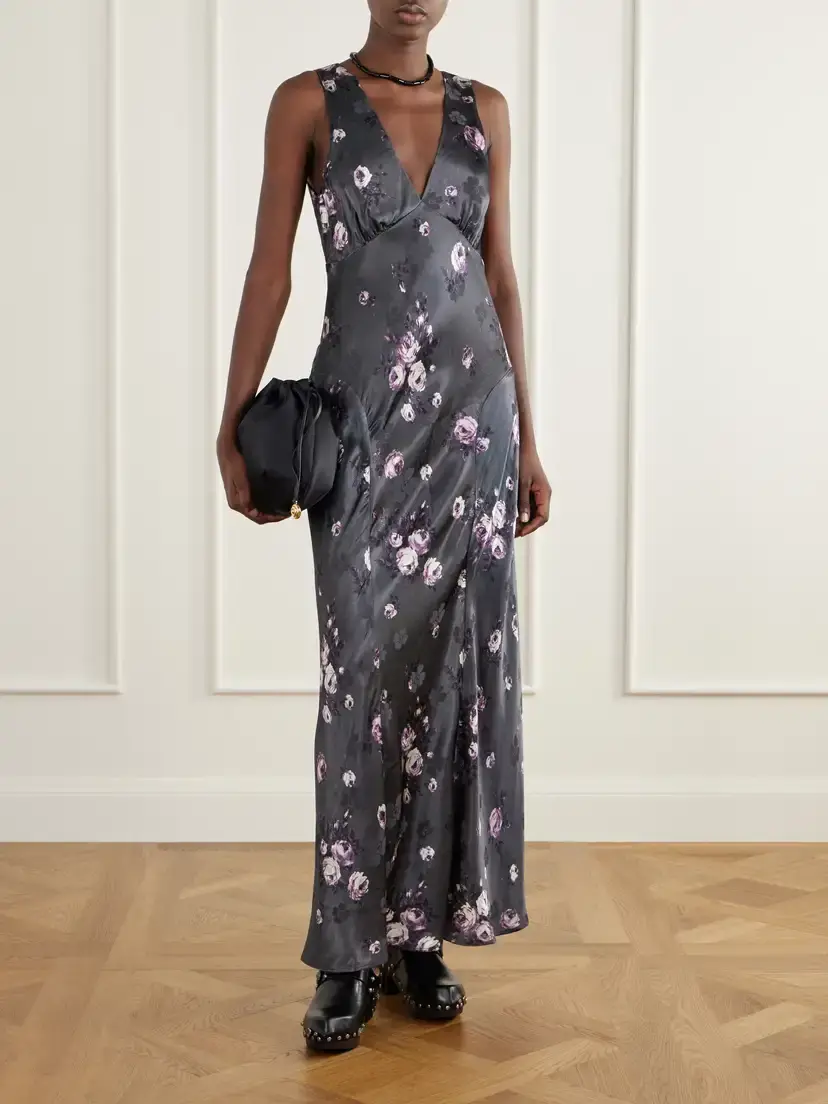 ANNA SUI Floral-print Satin Maxi Dress | Thumbnail 2 ANNA SUI Floral-print Satin Maxi Dress | Thumbnail 2