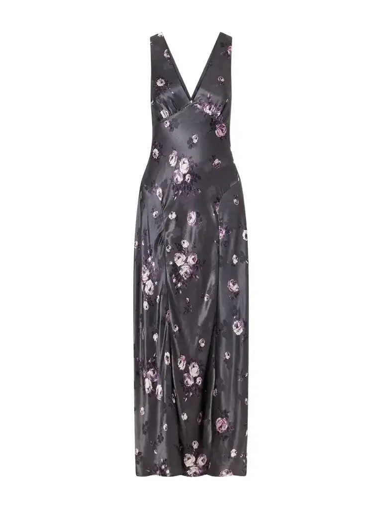 Floral-print Satin Maxi Dress Floral-print Satin Maxi Dress