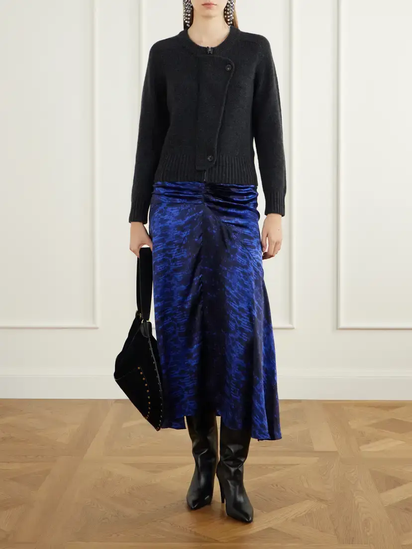 Isabel Marant Laren Gathered Printed Silk-satin Midi Skirt | Thumbnail 2 Isabel Marant Laren Gathered Printed Silk-satin Midi Skirt | Thumbnail 2