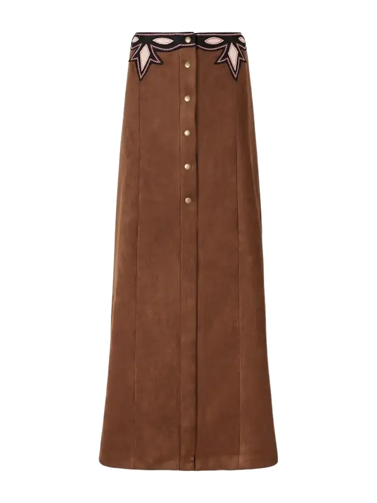ANNA SUI Appliquéd Textured Maxi Skirt