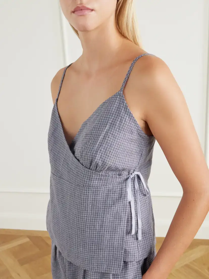 Deiji Studios Wrapping Micro-check Linen Top | Thumbnail 4 Deiji Studios Wrapping Micro-check Linen Top | Thumbnail 4