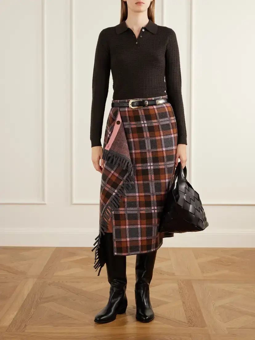 Guest In Residence Tartan Wrap Fringed-detail Wool And Cashmere-blend Midi Skirt | Thumbnail 2 Guest In Residence Tartan Wrap Fringed-detail Wool And Cashmere-blend Midi Skirt | Thumbnail 2