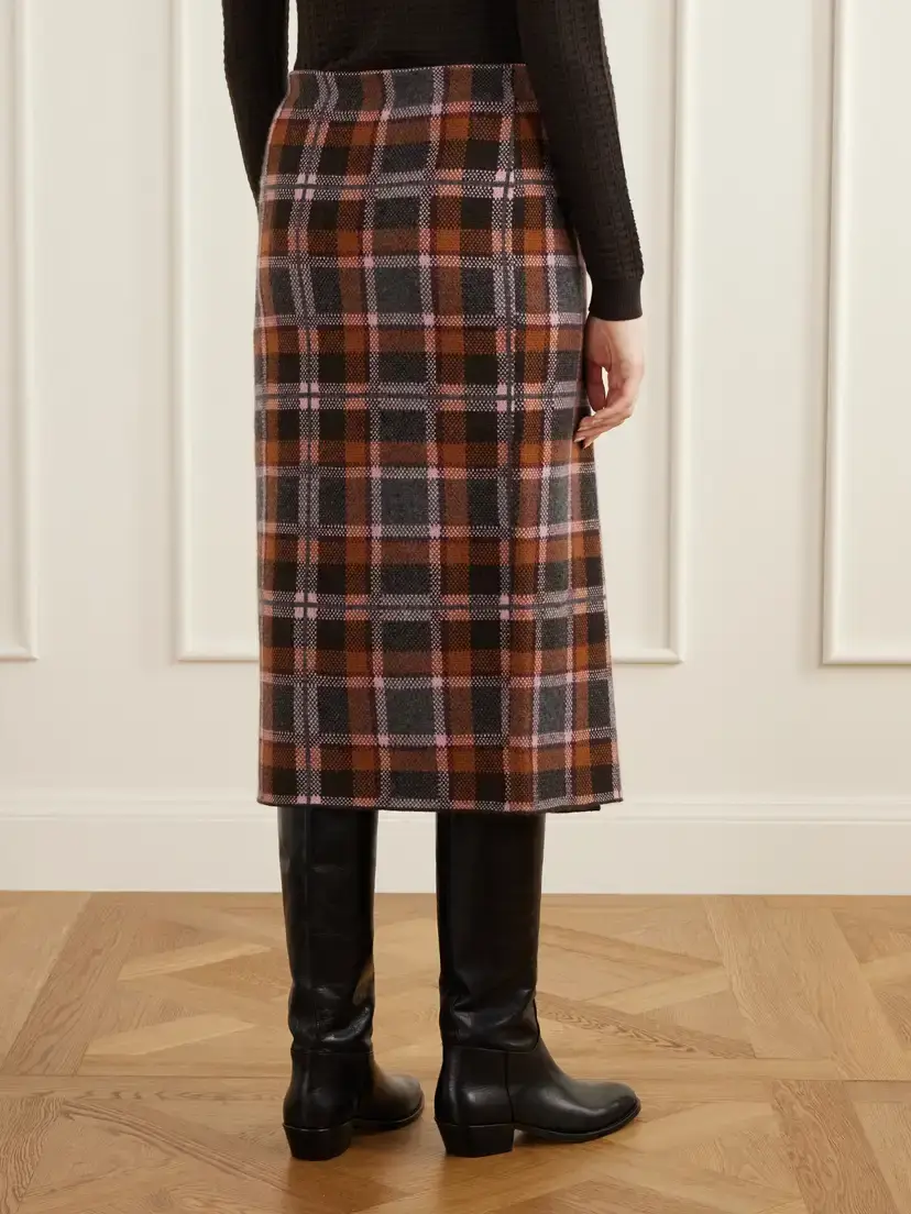 Guest In Residence Tartan Wrap Fringed-detail Wool And Cashmere-blend Midi Skirt | Thumbnail 4 Guest In Residence Tartan Wrap Fringed-detail Wool And Cashmere-blend Midi Skirt | Thumbnail 4
