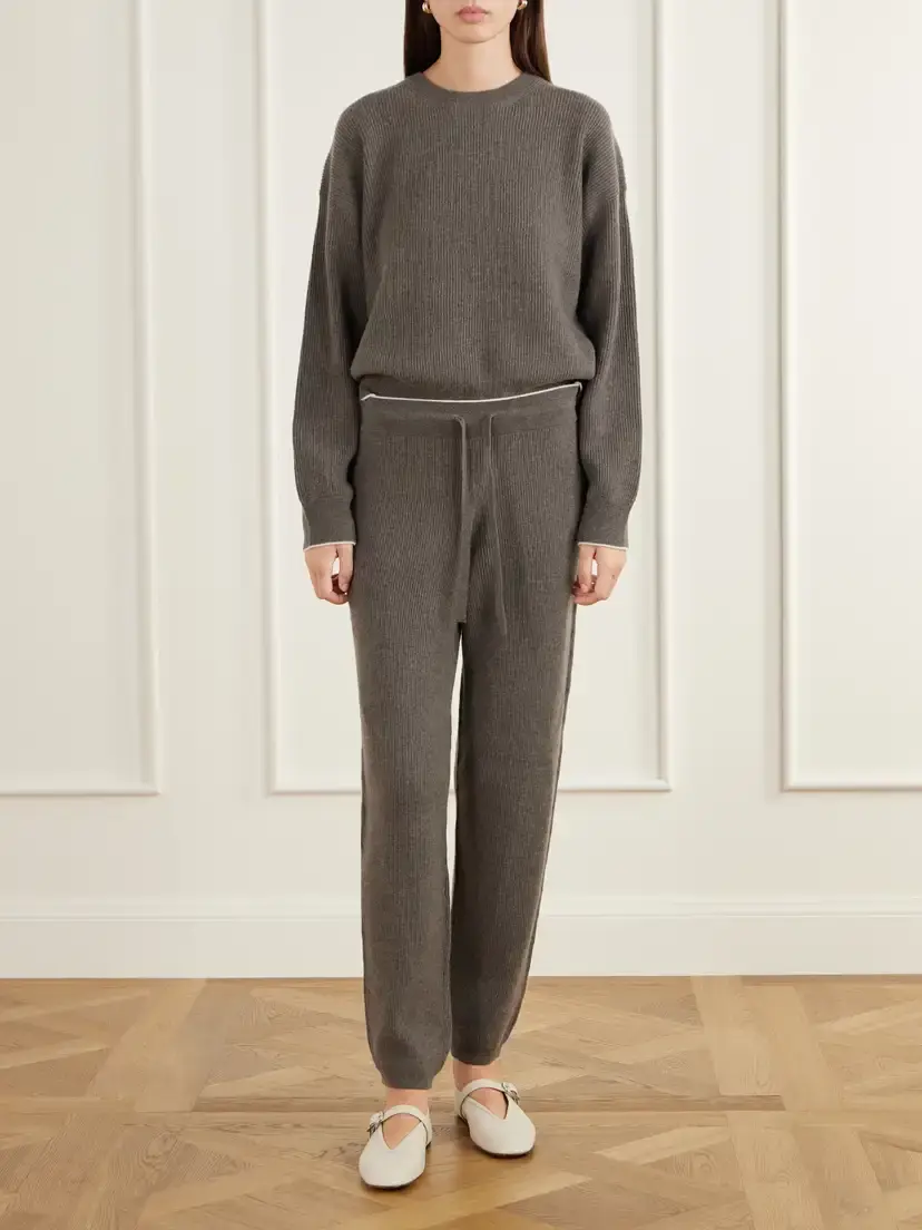 Arch4 Elsa Ribbed Cashmere Sweater And Pants Set - Brown | Thumbnail 2