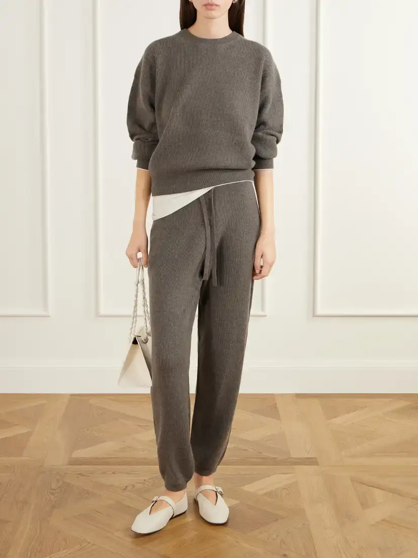 Arch4 Elsa Ribbed Cashmere Sweater And Pants Set - Brown | Thumbnail 3