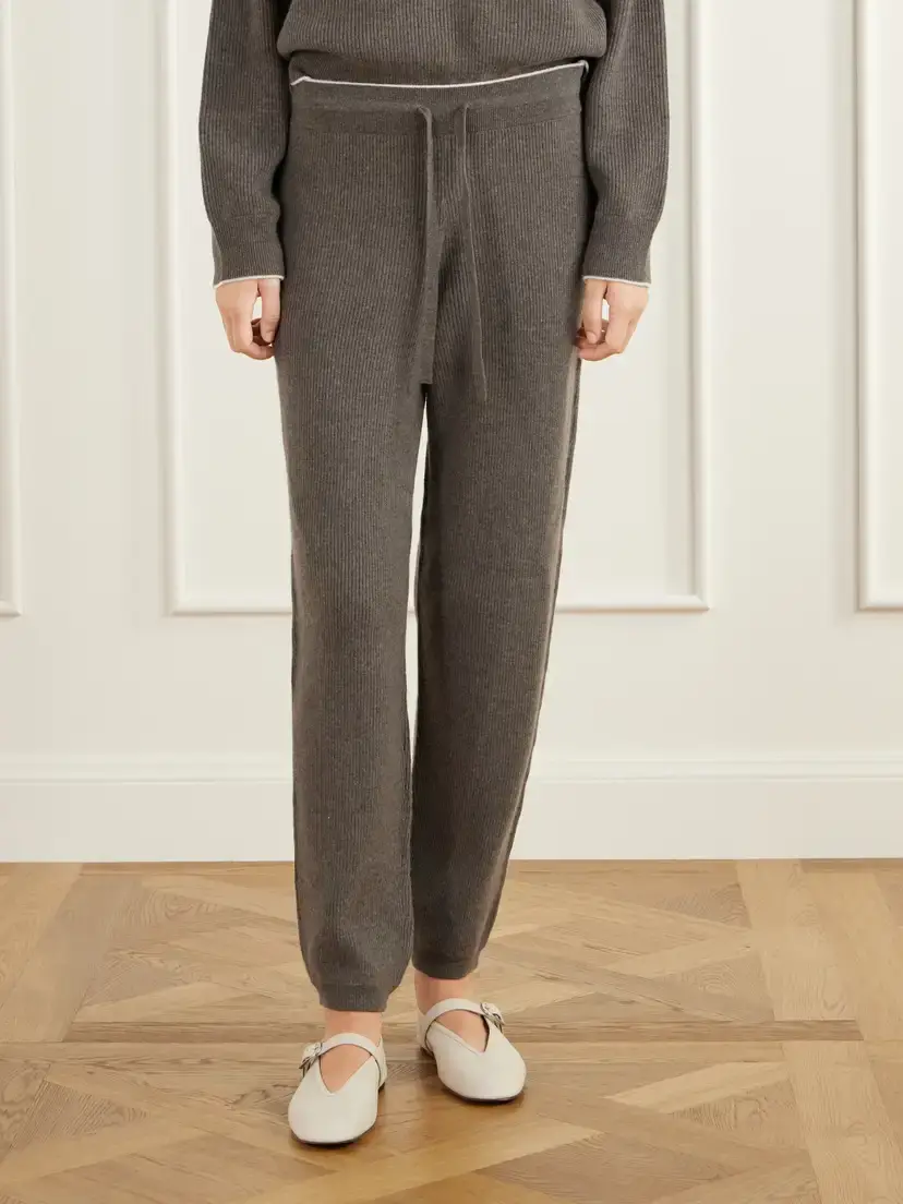 Arch4 Elsa Ribbed Cashmere Sweater And Pants Set - Brown | Thumbnail 6