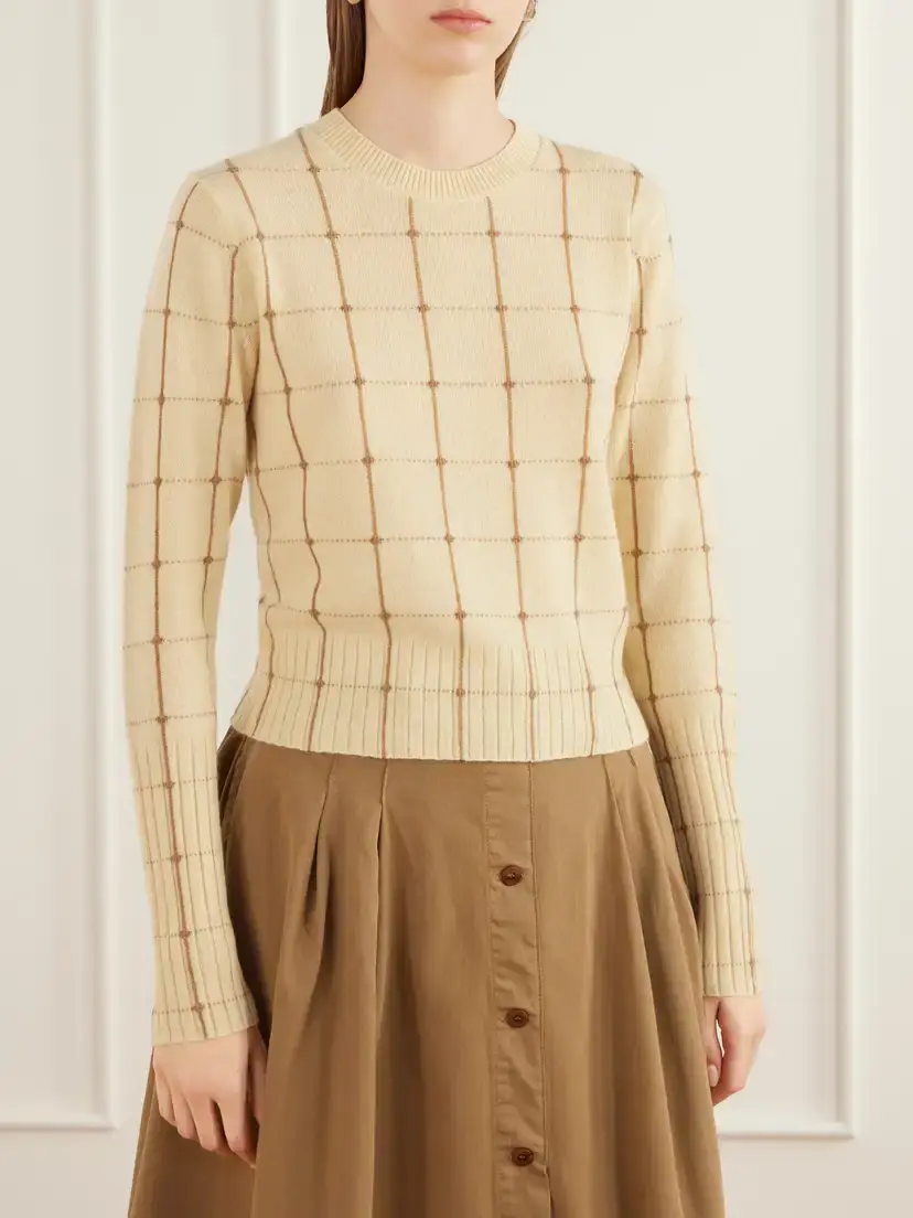 Guest In Residence Checked Cashmere Sweater | Thumbnail 3 Guest In Residence Checked Cashmere Sweater | Thumbnail 3
