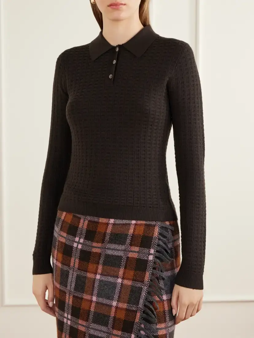 Guest In Residence Shrunken Waffle Cashmere Polo Sweater | Thumbnail 3 Guest In Residence Shrunken Waffle Cashmere Polo Sweater | Thumbnail 3