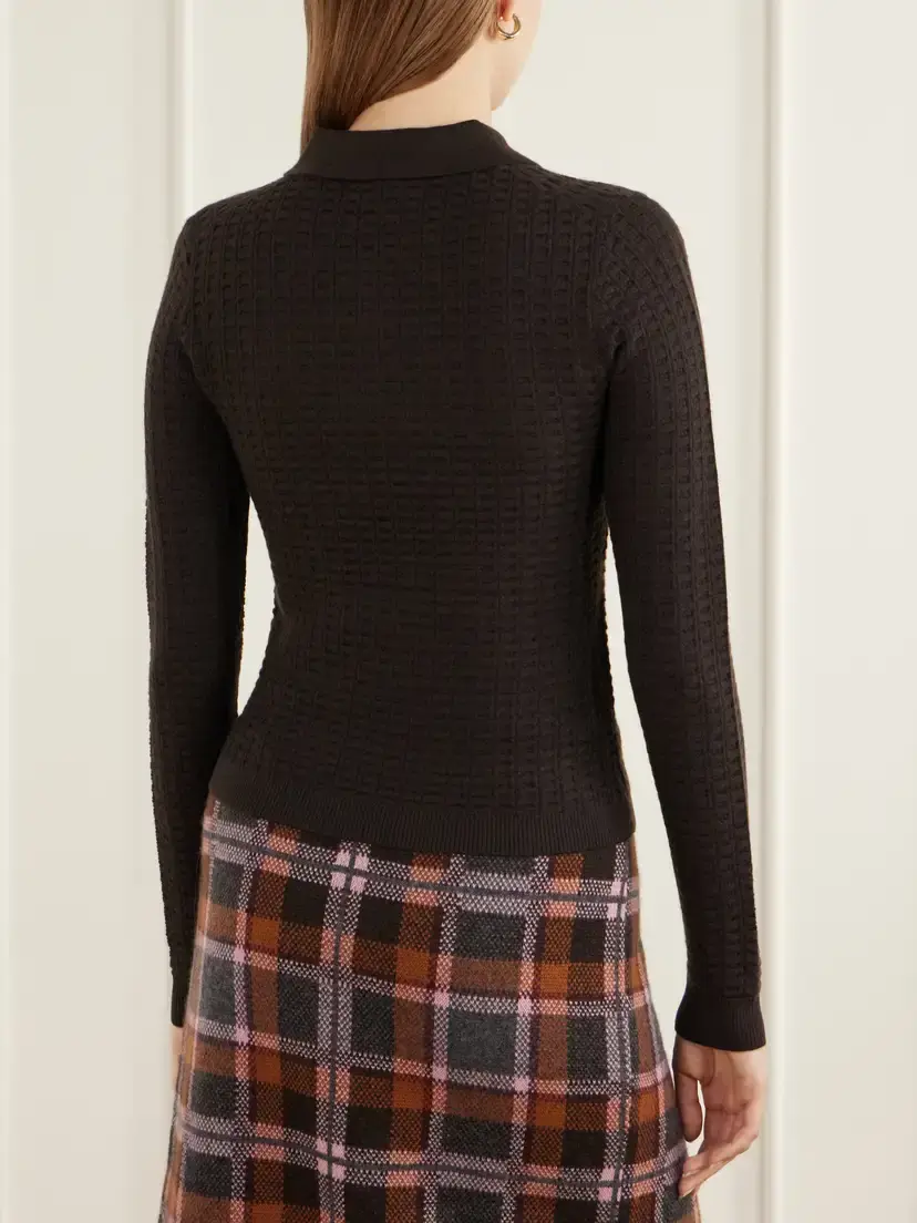 Guest In Residence Shrunken Waffle Cashmere Polo Sweater | Thumbnail 4 Guest In Residence Shrunken Waffle Cashmere Polo Sweater | Thumbnail 4