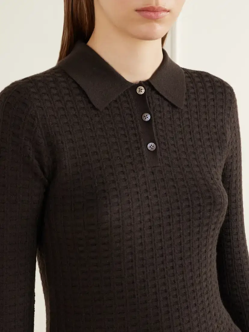 Guest In Residence Shrunken Waffle Cashmere Polo Sweater | Thumbnail 5 Guest In Residence Shrunken Waffle Cashmere Polo Sweater | Thumbnail 5